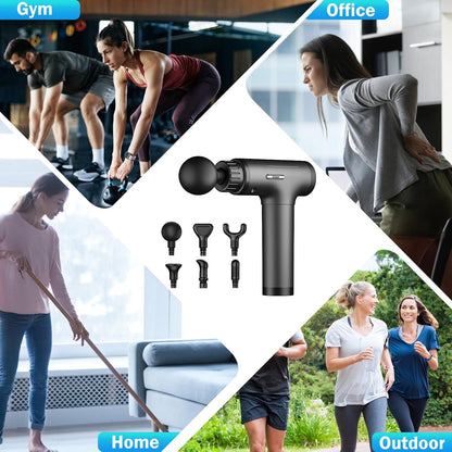 Massage Gun Deep Tissue 30 Speeds 6 Heads, Grey