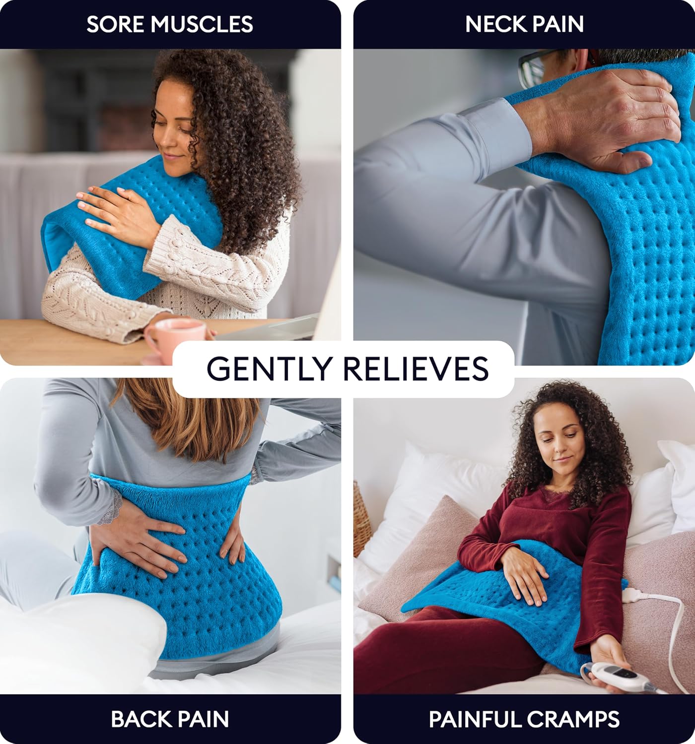 Electric Heating Pad for Back Pain & Cramps Relief, Electric Throw, Self Care Gifts for Women, Heating Pad for Neck & Shoulder, Machine Washable Microplush, Auto Shut Off (12"x24", Tabby Gray)