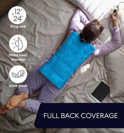 Electric Heating Pad for Back Pain & Cramps Relief, Electric Throw, Self Care Gifts for Women, Heating Pad for Neck & Shoulder, Machine Washable Microplush, Auto Shut Off (12"x24", Tabby Gray)