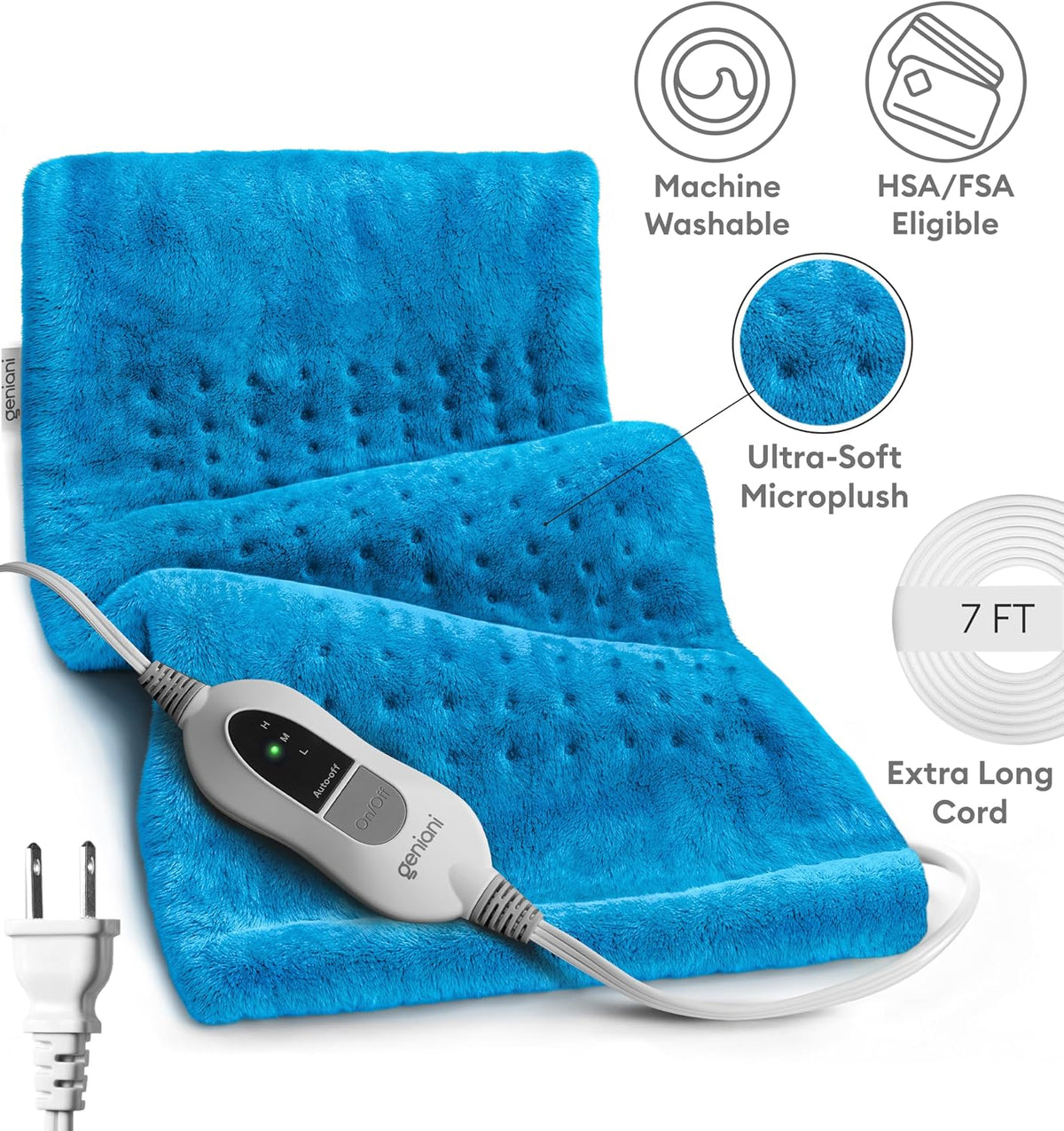 Electric Heating Pad for Back Pain & Cramps Relief, Electric Throw, Self Care Gifts for Women, Heating Pad for Neck & Shoulder, Machine Washable Microplush, Auto Shut Off (12"x24", Tabby Gray)
