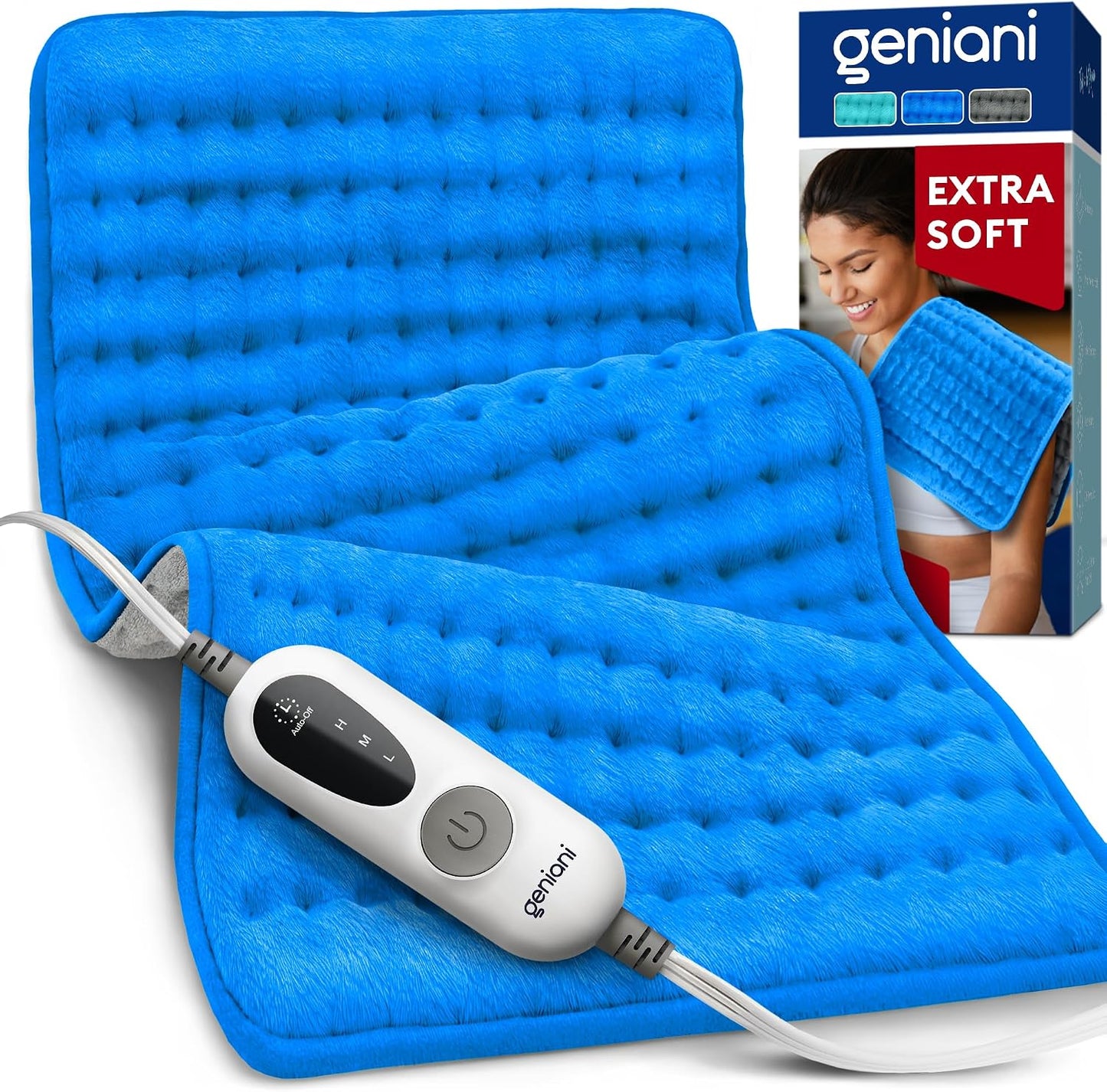Electric Heating Pad for Back Pain & Cramps Relief, Electric Throw, Self Care Gifts for Women, Heating Pad for Neck & Shoulder, Machine Washable Microplush, Auto Shut Off (12"x24", Tabby Gray)