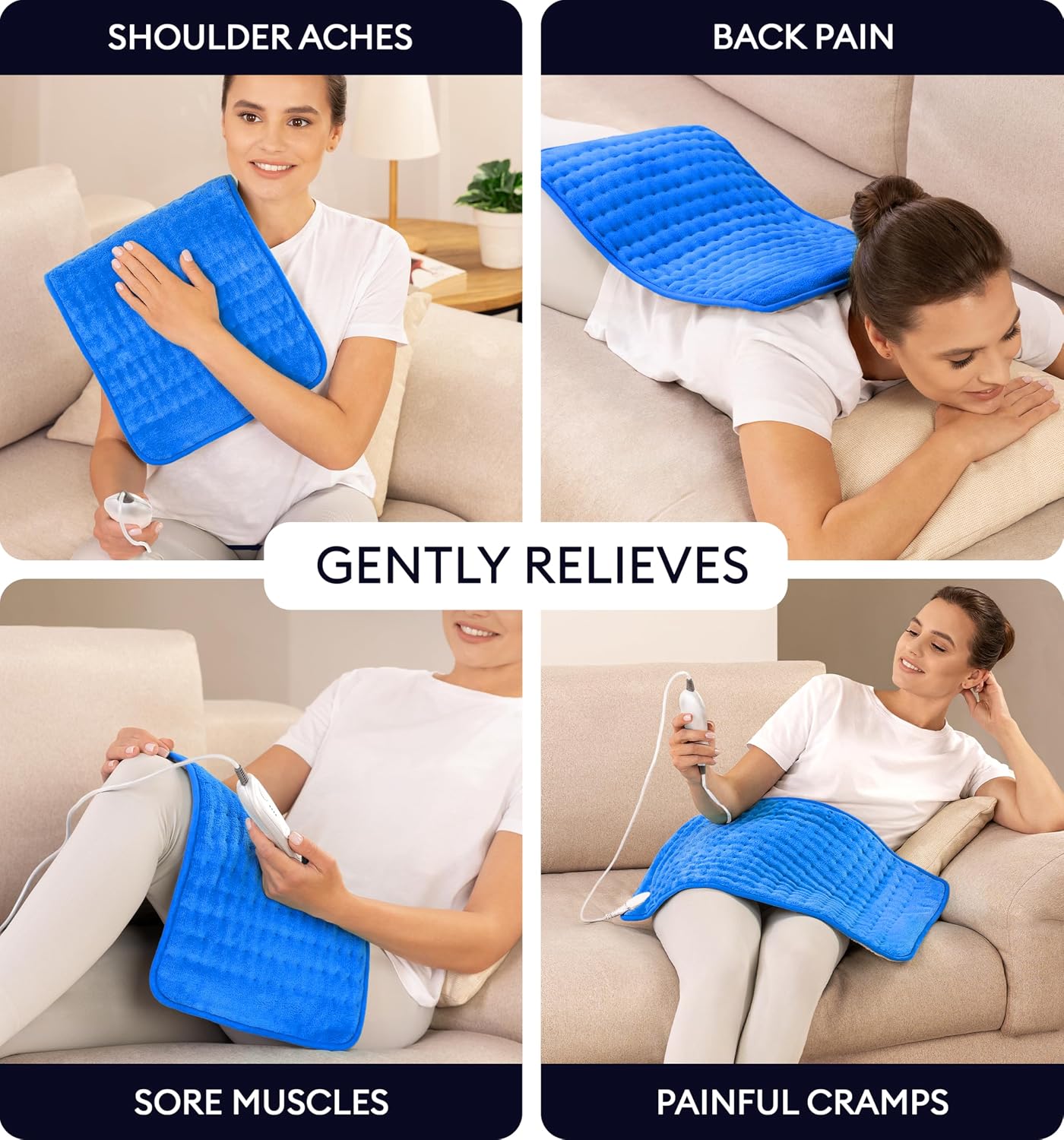 Electric Heating Pad for Back Pain & Cramps Relief, Electric Throw, Self Care Gifts for Women, Heating Pad for Neck & Shoulder, Machine Washable Microplush, Auto Shut Off (12"x24", Tabby Gray)