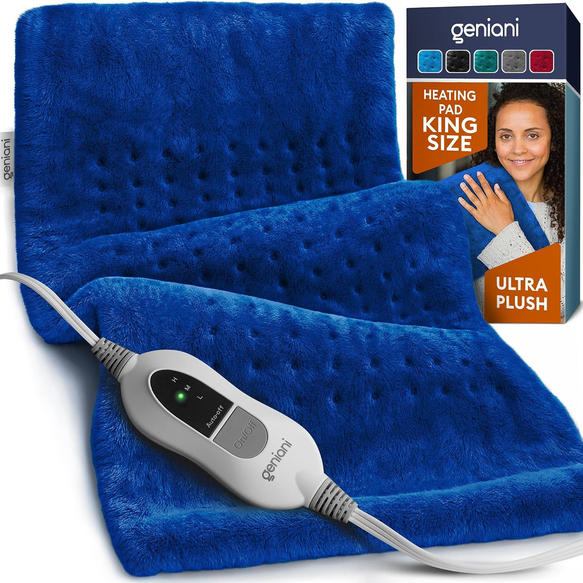 Electric Heating Pad for Back Pain & Cramps Relief, Electric Throw, Self Care Gifts for Women, Heating Pad for Neck & Shoulder, Machine Washable Microplush, Auto Shut Off (12"x24", Tabby Gray)