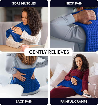 Electric Heating Pad for Back Pain & Cramps Relief, Electric Throw, Self Care Gifts for Women, Heating Pad for Neck & Shoulder, Machine Washable Microplush, Auto Shut Off (12"x24", Tabby Gray)
