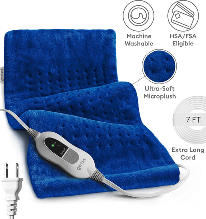 Electric Heating Pad for Back Pain & Cramps Relief, Electric Throw, Self Care Gifts for Women, Heating Pad for Neck & Shoulder, Machine Washable Microplush, Auto Shut Off (12"x24", Tabby Gray)
