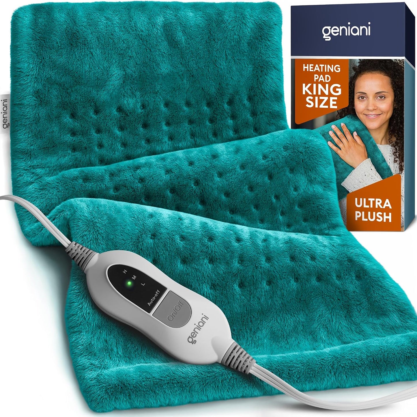 Electric Heating Pad for Back Pain & Cramps Relief, Electric Throw, Self Care Gifts for Women, Heating Pad for Neck & Shoulder, Machine Washable Microplush, Auto Shut Off (12"x24", Tabby Gray)