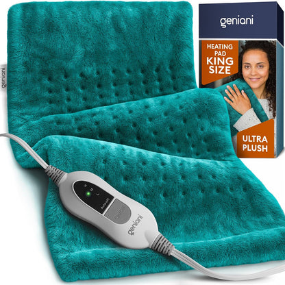 Electric Heating Pad for Back Pain & Cramps Relief, Electric Throw, Self Care Gifts for Women, Heating Pad for Neck & Shoulder, Machine Washable Microplush, Auto Shut Off (12"x24", Tabby Gray)