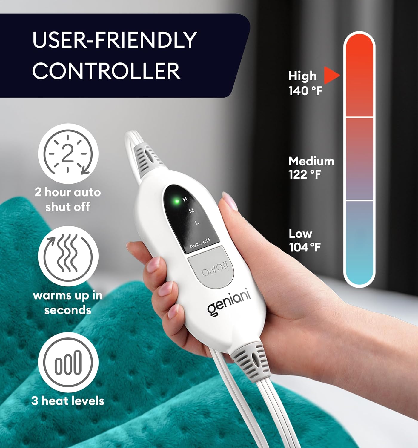 Electric Heating Pad for Back Pain & Cramps Relief, Electric Throw, Self Care Gifts for Women, Heating Pad for Neck & Shoulder, Machine Washable Microplush, Auto Shut Off (12"x24", Tabby Gray)