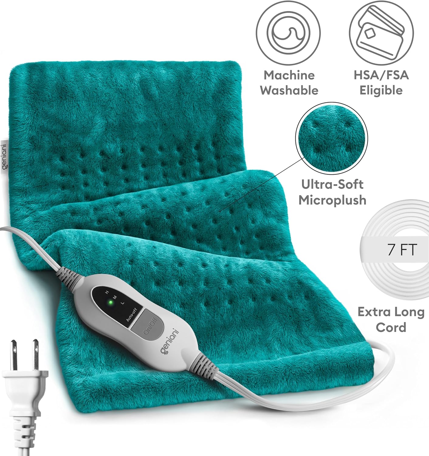 Electric Heating Pad for Back Pain & Cramps Relief, Electric Throw, Self Care Gifts for Women, Heating Pad for Neck & Shoulder, Machine Washable Microplush, Auto Shut Off (12"x24", Tabby Gray)