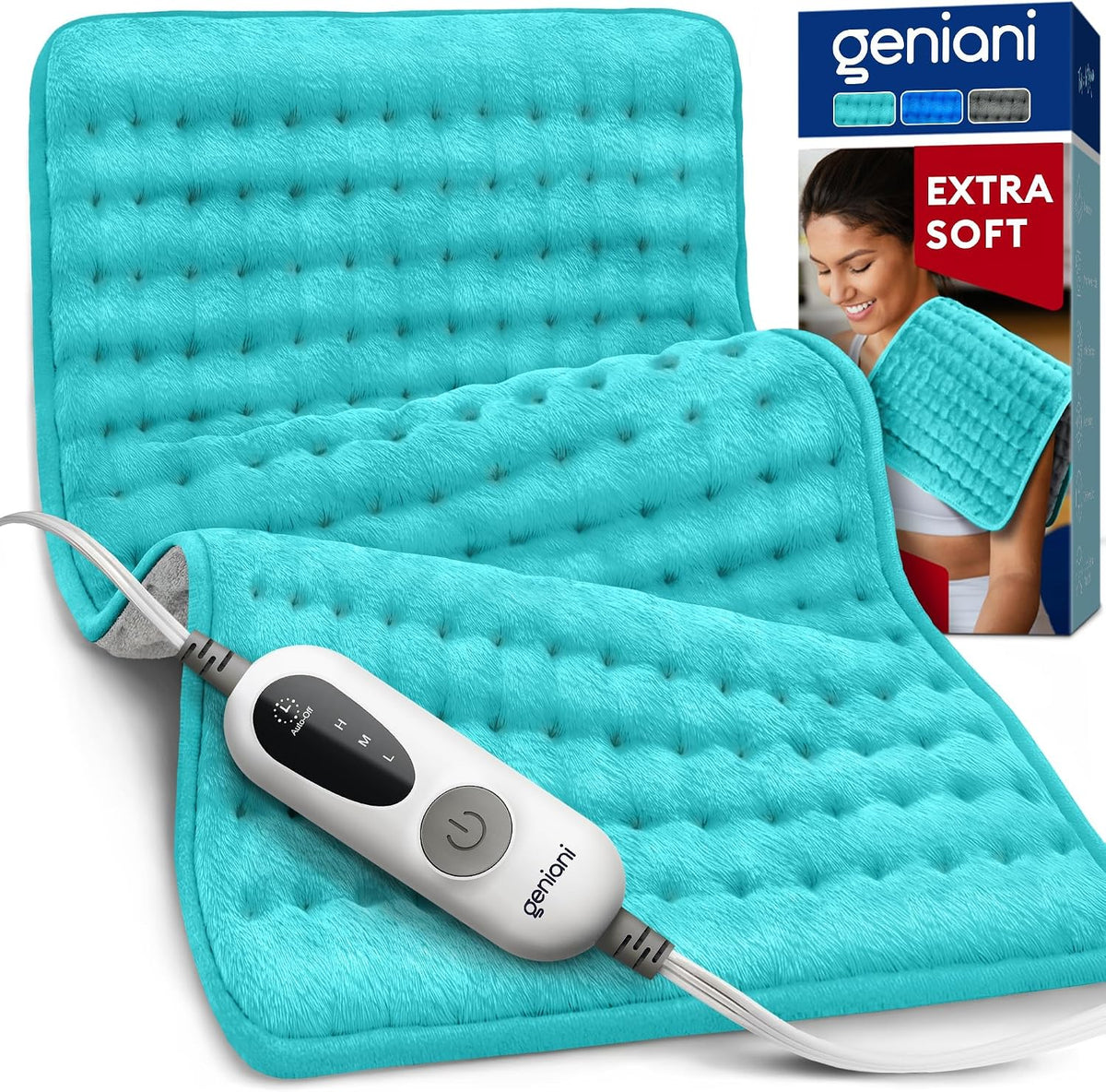 Electric Heating Pad for Back Pain & Cramps Relief, Electric Throw, Self Care Gifts for Women, Heating Pad for Neck & Shoulder, Machine Washable Microplush, Auto Shut Off (12"x24", Tabby Gray)