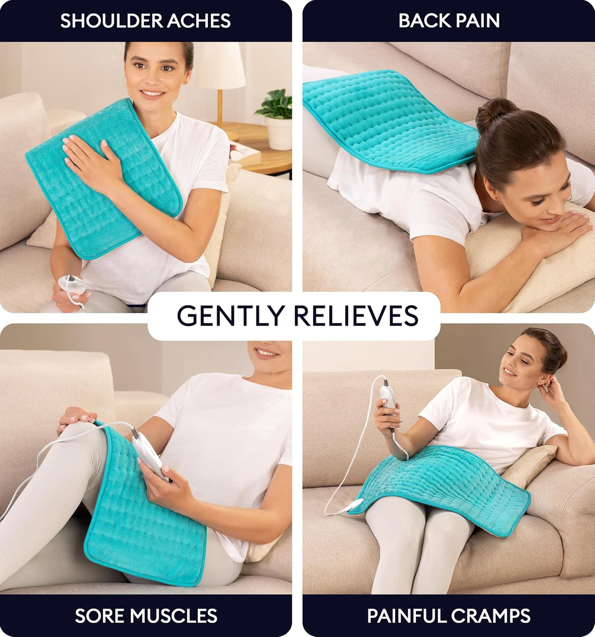 Electric Heating Pad for Back Pain & Cramps Relief, Electric Throw, Self Care Gifts for Women, Heating Pad for Neck & Shoulder, Machine Washable Microplush, Auto Shut Off (12"x24", Tabby Gray)