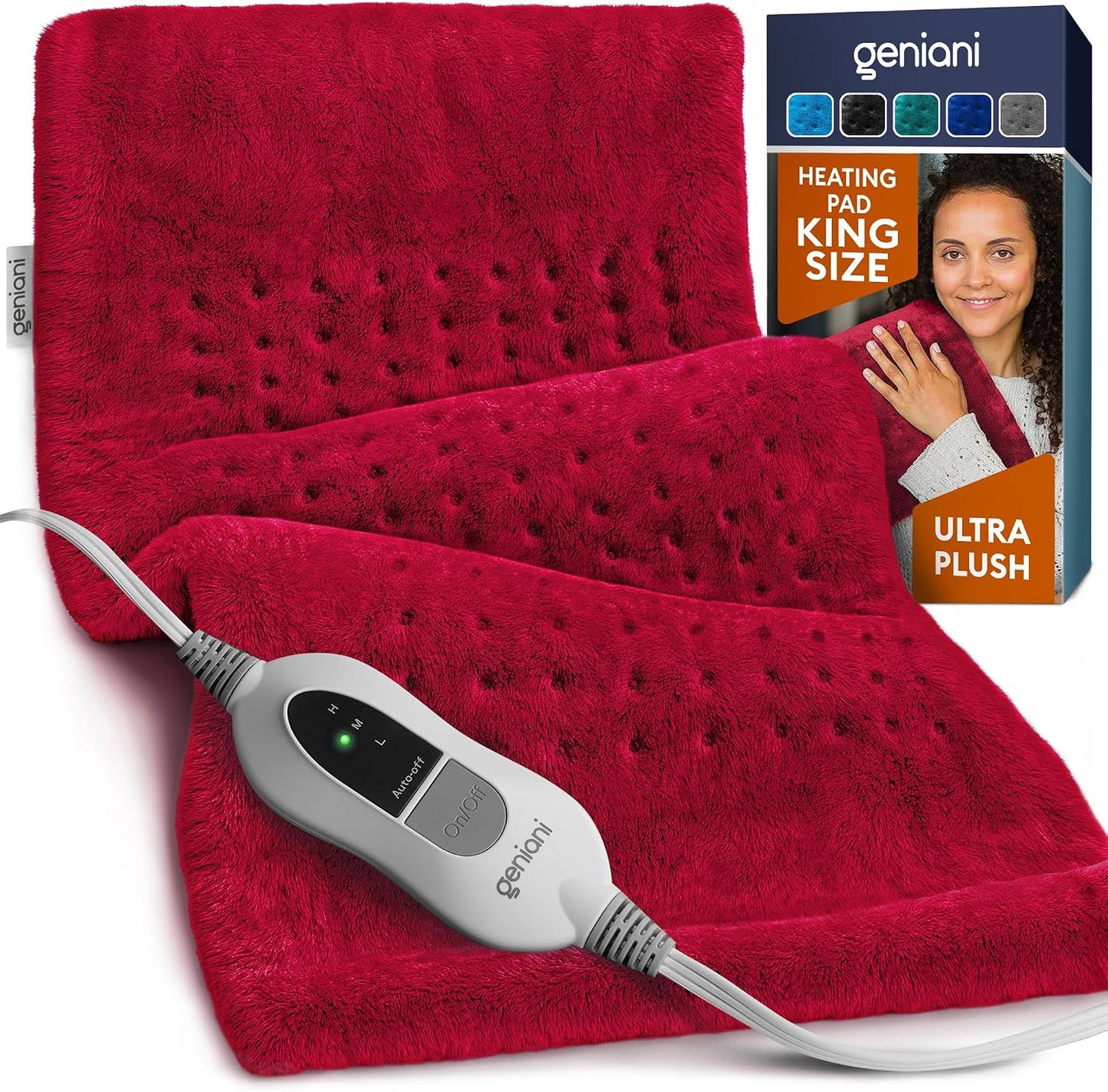 Electric Heating Pad for Back Pain & Cramps Relief, Electric Throw, Self Care Gifts for Women, Heating Pad for Neck & Shoulder, Machine Washable Microplush, Auto Shut Off (12"x24", Tabby Gray)