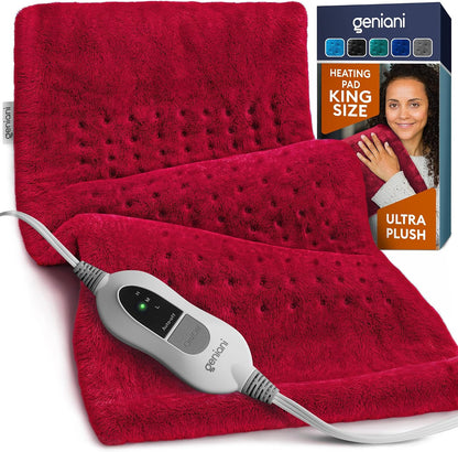 Electric Heating Pad for Back Pain & Cramps Relief, Electric Throw, Self Care Gifts for Women, Heating Pad for Neck & Shoulder, Machine Washable Microplush, Auto Shut Off (12"x24", Tabby Gray)