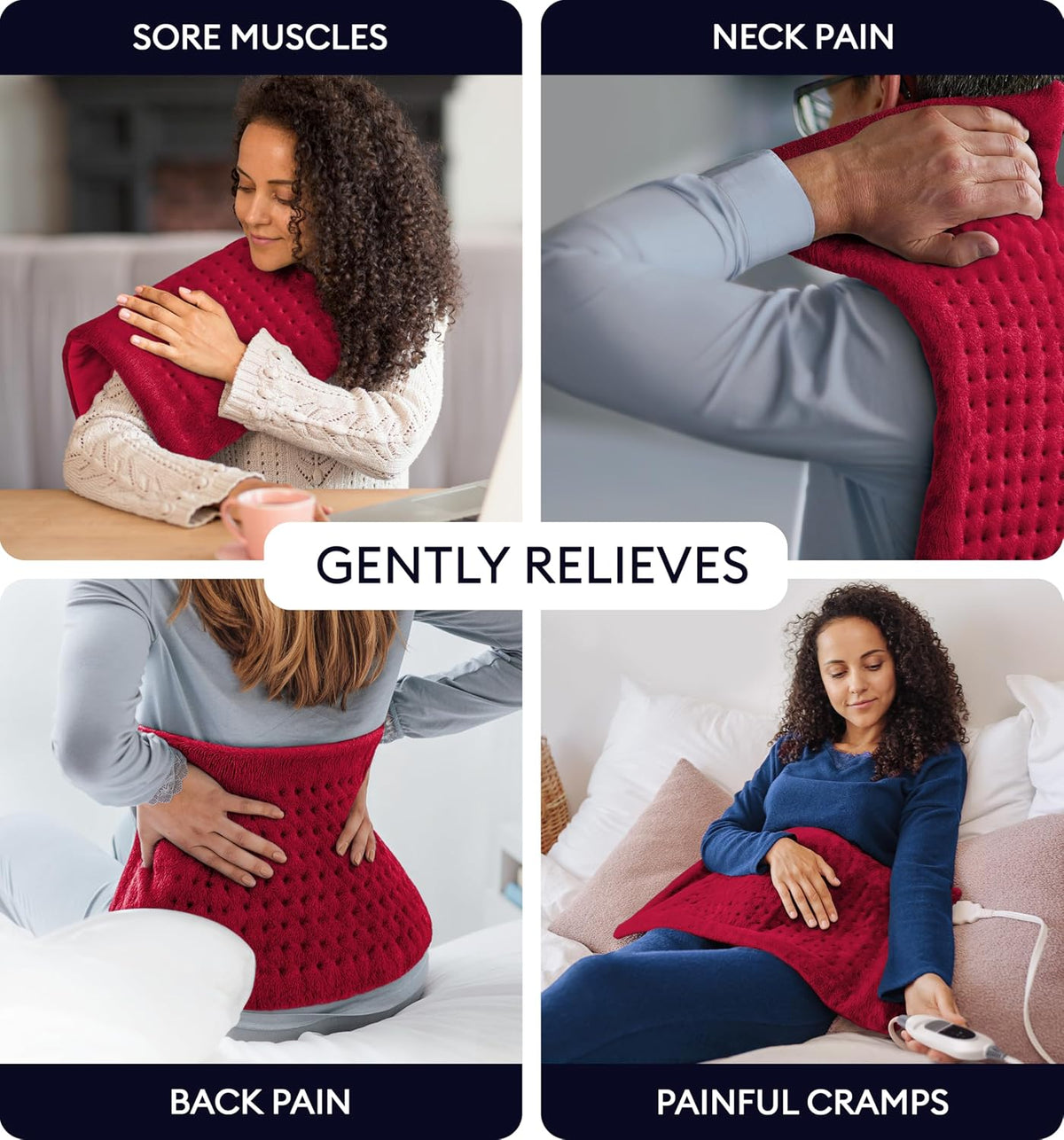 Electric Heating Pad for Back Pain & Cramps Relief, Electric Throw, Self Care Gifts for Women, Heating Pad for Neck & Shoulder, Machine Washable Microplush, Auto Shut Off (12"x24", Tabby Gray)