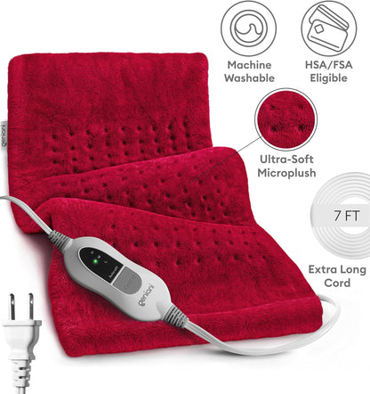 Electric Heating Pad for Back Pain & Cramps Relief, Electric Throw, Self Care Gifts for Women, Heating Pad for Neck & Shoulder, Machine Washable Microplush, Auto Shut Off (12"x24", Tabby Gray)