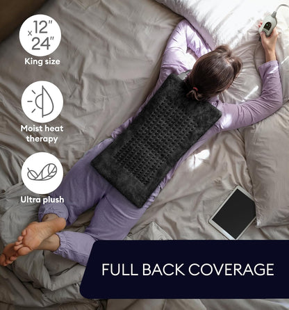 Electric Heating Pad for Back Pain & Cramps Relief, Electric Throw, Self Care Gifts for Women, Heating Pad for Neck & Shoulder, Machine Washable Microplush, Auto Shut Off (12"x24", Tabby Gray)