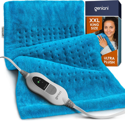 Electric Heating Pad for Back Pain & Cramps Relief, Electric Throw, Self Care Gifts for Women, Heating Pad for Neck & Shoulder, Machine Washable Microplush, Auto Shut Off (12"x24", Tabby Gray)
