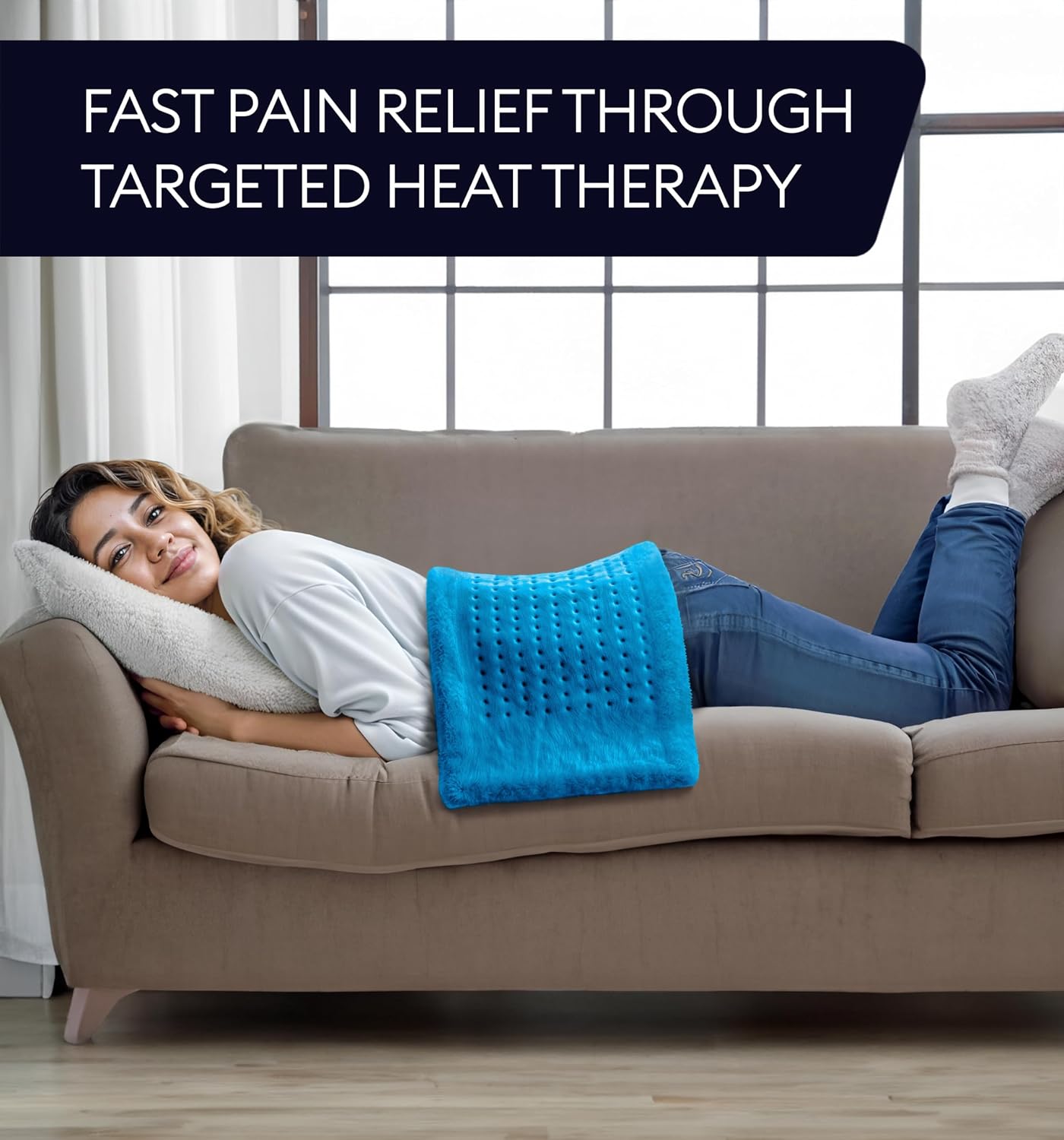 Electric Heating Pad for Back Pain & Cramps Relief, Electric Throw, Self Care Gifts for Women, Heating Pad for Neck & Shoulder, Machine Washable Microplush, Auto Shut Off (12"x24", Tabby Gray)