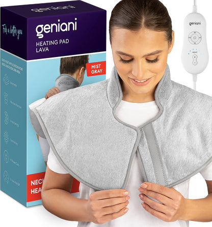Electric Heating Pad for Back Pain & Cramps Relief, Electric Throw, Self Care Gifts for Women, Heating Pad for Neck & Shoulder, Machine Washable Microplush, Auto Shut Off (12"x24", Tabby Gray)