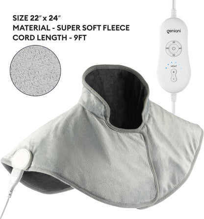 Electric Heating Pad for Back Pain & Cramps Relief, Electric Throw, Self Care Gifts for Women, Heating Pad for Neck & Shoulder, Machine Washable Microplush, Auto Shut Off (12"x24", Tabby Gray)