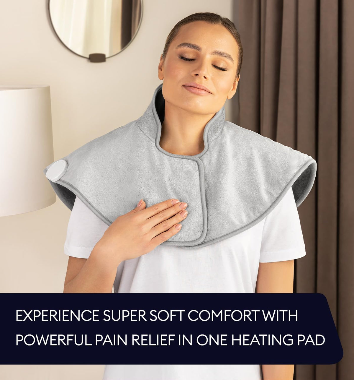 Electric Heating Pad for Back Pain & Cramps Relief, Electric Throw, Self Care Gifts for Women, Heating Pad for Neck & Shoulder, Machine Washable Microplush, Auto Shut Off (12"x24", Tabby Gray)