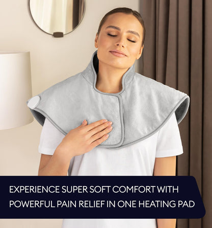 Electric Heating Pad for Back Pain & Cramps Relief, Electric Throw, Self Care Gifts for Women, Heating Pad for Neck & Shoulder, Machine Washable Microplush, Auto Shut Off (12"x24", Tabby Gray)