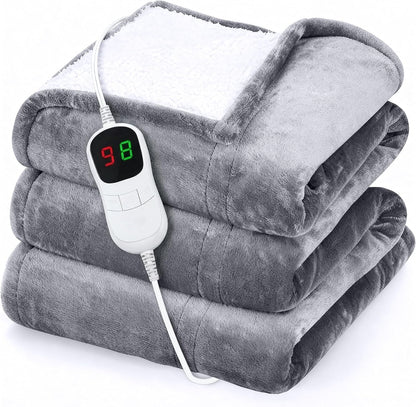 Electric Heating Pad for Back Pain & Cramps Relief, Electric Throw, Self Care Gifts for Women, Heating Pad for Neck & Shoulder, Machine Washable Microplush, Auto Shut Off (12"x24", Tabby Gray)