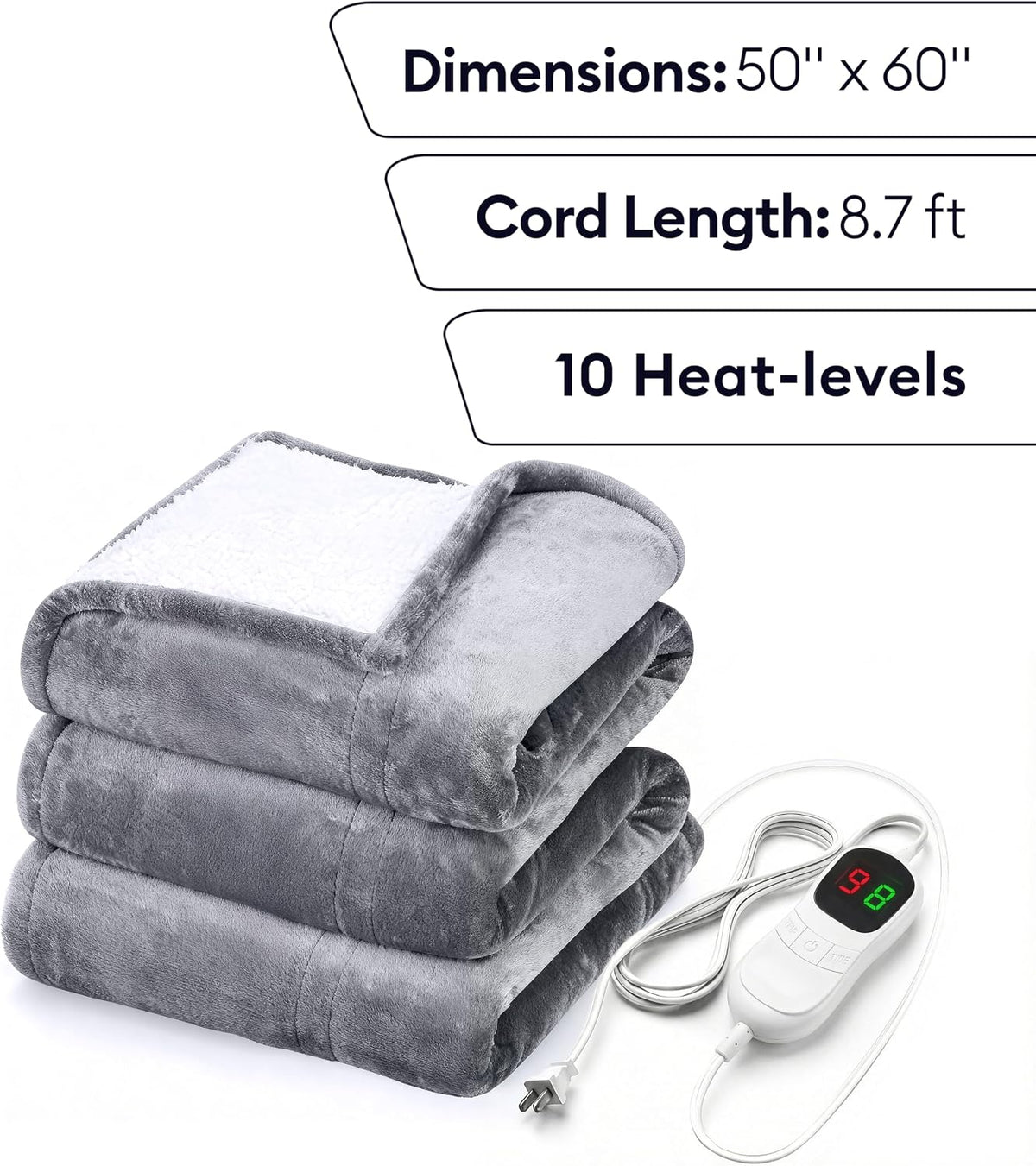 Electric Heating Pad for Back Pain & Cramps Relief, Electric Throw, Self Care Gifts for Women, Heating Pad for Neck & Shoulder, Machine Washable Microplush, Auto Shut Off (12"x24", Tabby Gray)