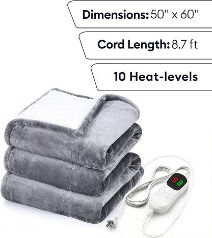 Electric Heating Pad for Back Pain & Cramps Relief, Electric Throw, Self Care Gifts for Women, Heating Pad for Neck & Shoulder, Machine Washable Microplush, Auto Shut Off (12"x24", Tabby Gray)