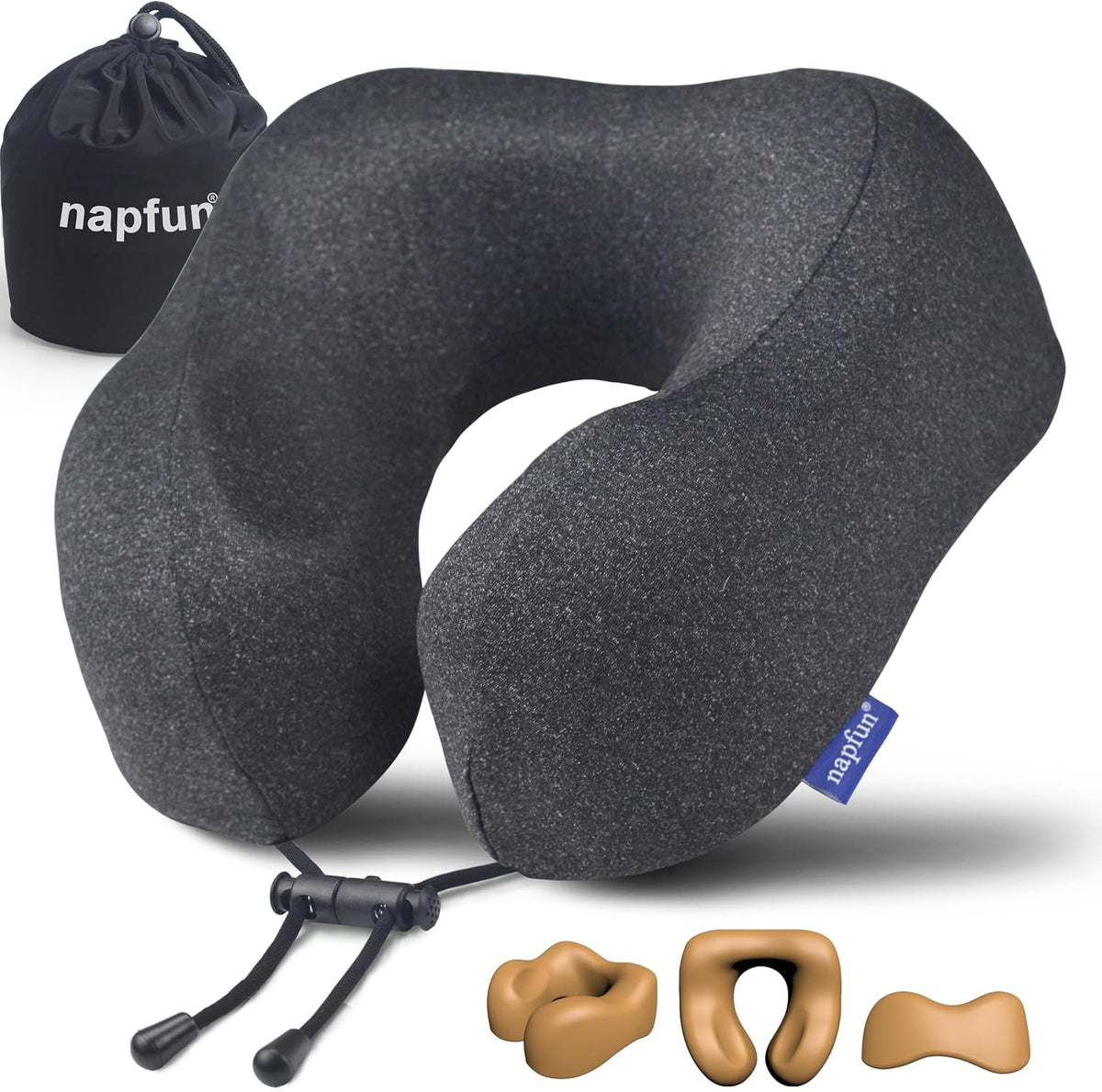 Neck Pillow for Traveling, Upgraded Travel Neck Pillow for Airplane 100% Pure Memory Foam Travel Pillow for Flight Headrest Sleep, Portable Plane Accessories, Light Grey