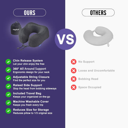 Neck Pillow for Traveling, Upgraded Travel Neck Pillow for Airplane 100% Pure Memory Foam Travel Pillow for Flight Headrest Sleep, Portable Plane Accessories, Light Grey