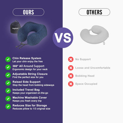 Neck Pillow for Traveling, Upgraded Travel Neck Pillow for Airplane 100% Pure Memory Foam Travel Pillow for Flight Headrest Sleep, Portable Plane Accessories, Light Grey