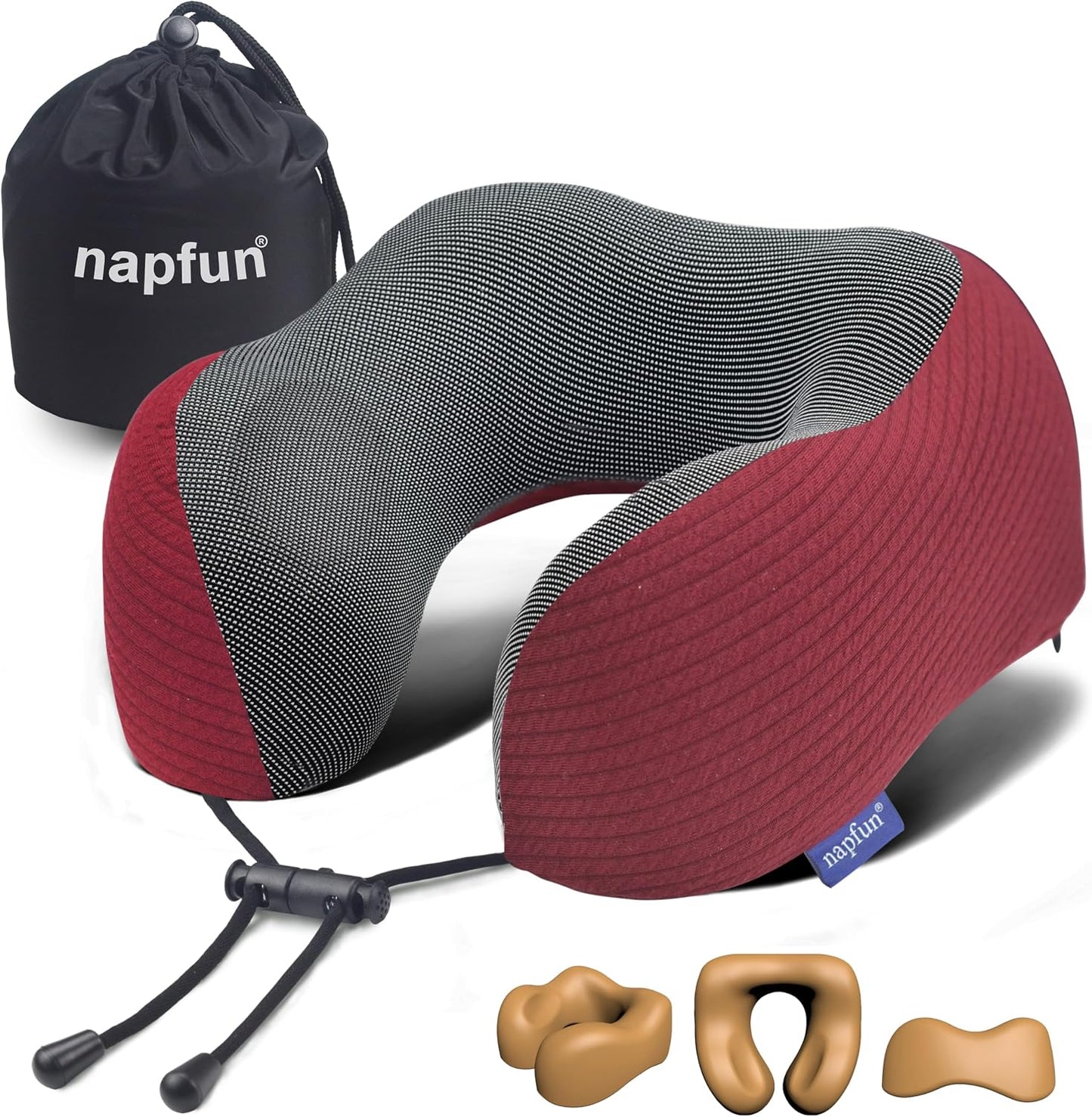 Neck Pillow for Traveling, Upgraded Travel Neck Pillow for Airplane 100% Pure Memory Foam Travel Pillow for Flight Headrest Sleep, Portable Plane Accessories, Light Grey