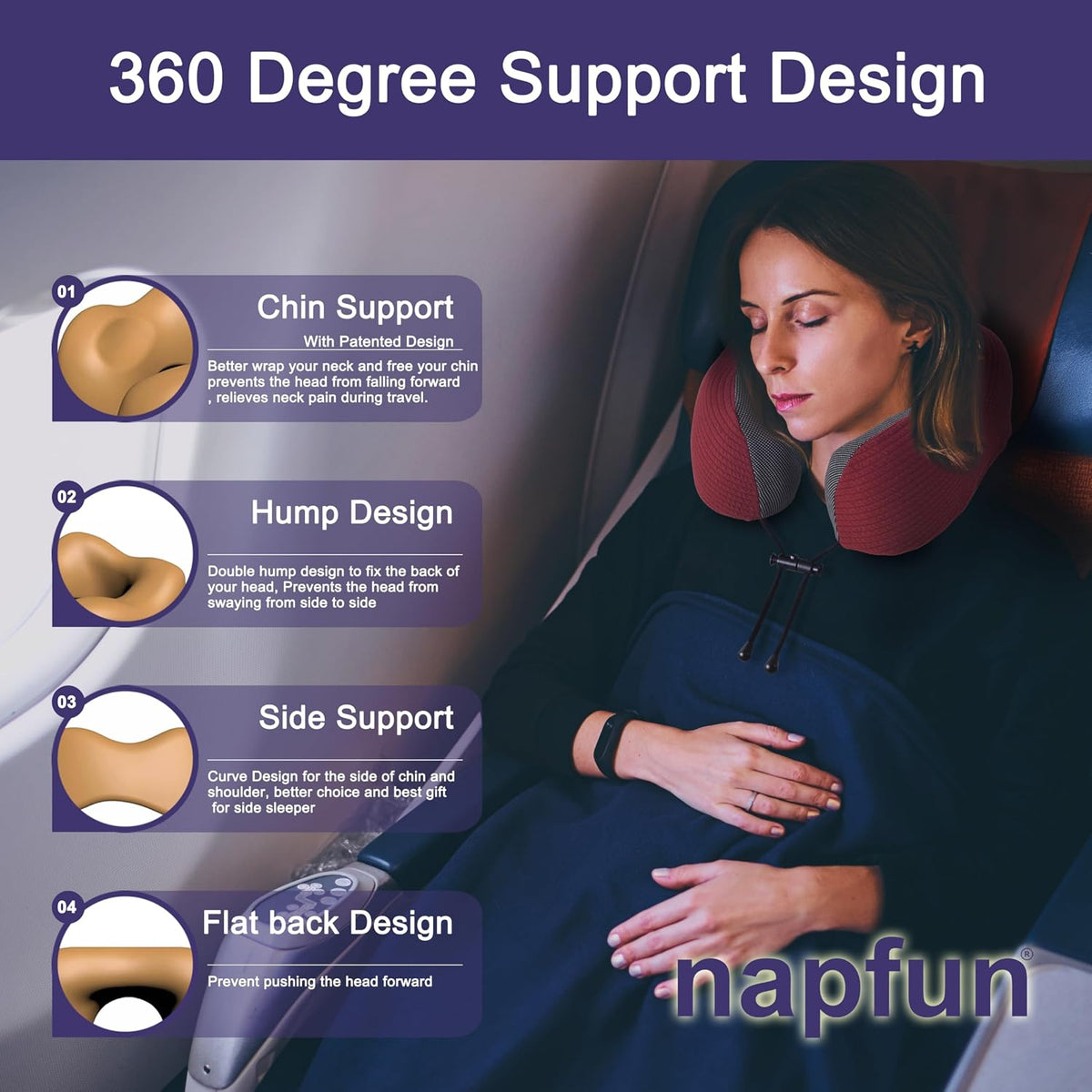 Neck Pillow for Traveling, Upgraded Travel Neck Pillow for Airplane 100% Pure Memory Foam Travel Pillow for Flight Headrest Sleep, Portable Plane Accessories, Light Grey