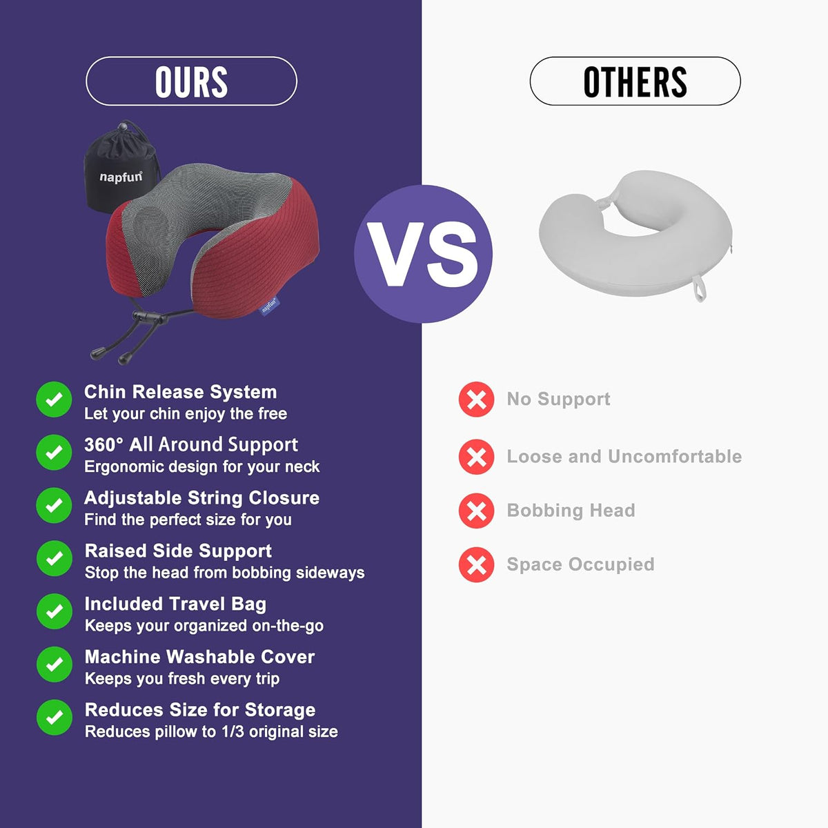 Neck Pillow for Traveling, Upgraded Travel Neck Pillow for Airplane 100% Pure Memory Foam Travel Pillow for Flight Headrest Sleep, Portable Plane Accessories, Light Grey