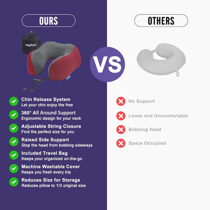 Neck Pillow for Traveling, Upgraded Travel Neck Pillow for Airplane 100% Pure Memory Foam Travel Pillow for Flight Headrest Sleep, Portable Plane Accessories, Light Grey