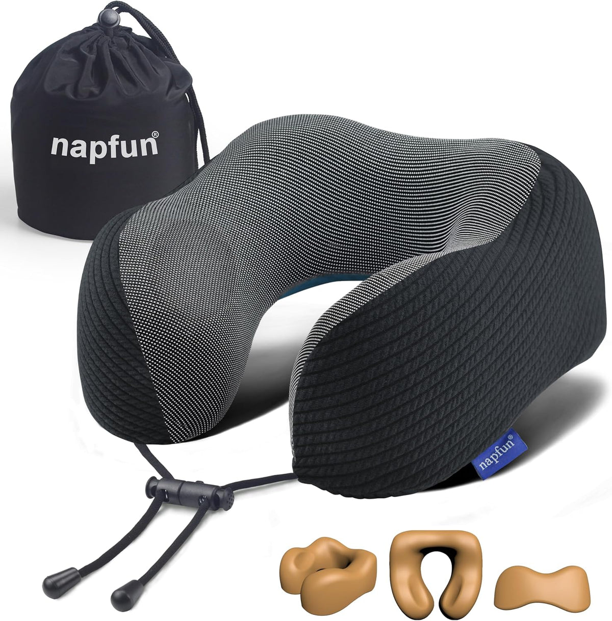 Neck Pillow for Traveling, Upgraded Travel Neck Pillow for Airplane 100% Pure Memory Foam Travel Pillow for Flight Headrest Sleep, Portable Plane Accessories, Light Grey