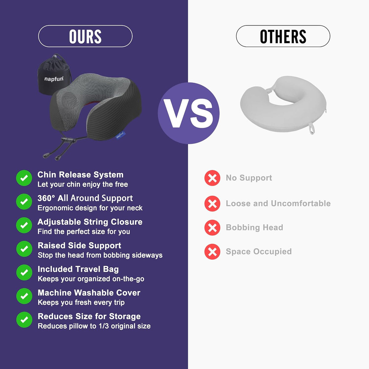 Neck Pillow for Traveling, Upgraded Travel Neck Pillow for Airplane 100% Pure Memory Foam Travel Pillow for Flight Headrest Sleep, Portable Plane Accessories, Light Grey