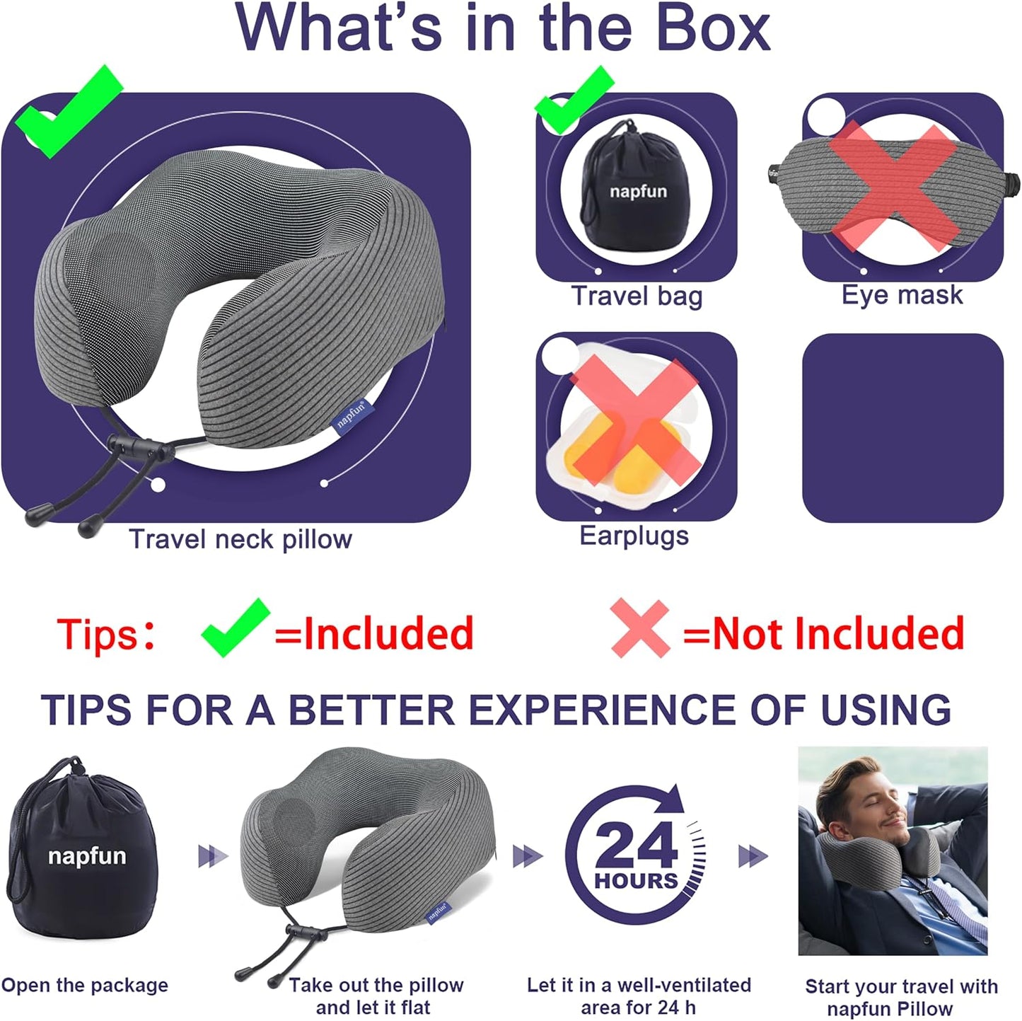 Neck Pillow for Traveling, Upgraded Travel Neck Pillow for Airplane 100% Pure Memory Foam Travel Pillow for Flight Headrest Sleep, Portable Plane Accessories, Light Grey