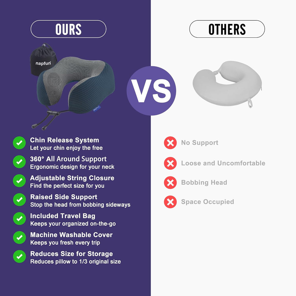 Neck Pillow for Traveling, Upgraded Travel Neck Pillow for Airplane 100% Pure Memory Foam Travel Pillow for Flight Headrest Sleep, Portable Plane Accessories, Light Grey