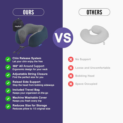 Neck Pillow for Traveling, Upgraded Travel Neck Pillow for Airplane 100% Pure Memory Foam Travel Pillow for Flight Headrest Sleep, Portable Plane Accessories, Light Grey
