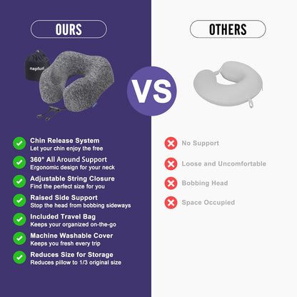 Neck Pillow for Traveling, Upgraded Travel Neck Pillow for Airplane 100% Pure Memory Foam Travel Pillow for Flight Headrest Sleep, Portable Plane Accessories, Light Grey