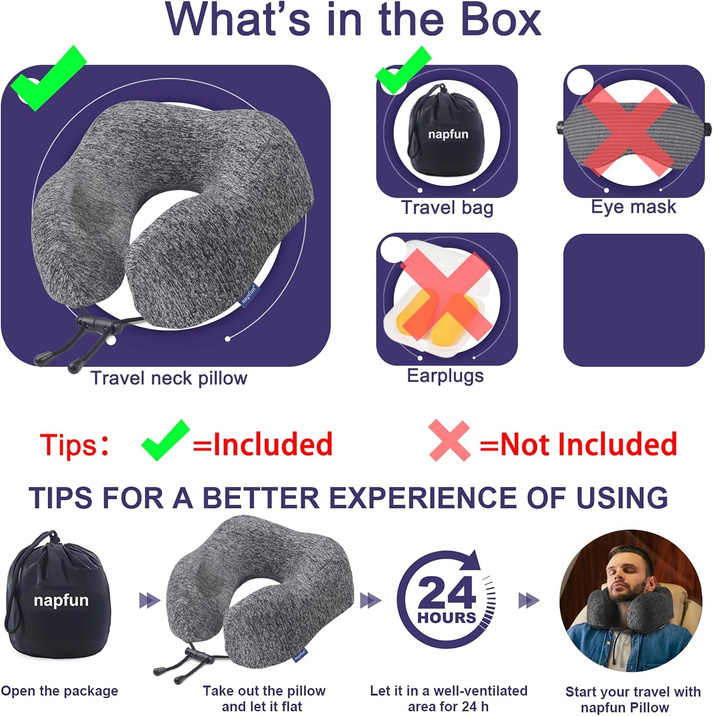 Neck Pillow for Traveling, Upgraded Travel Neck Pillow for Airplane 100% Pure Memory Foam Travel Pillow for Flight Headrest Sleep, Portable Plane Accessories, Light Grey