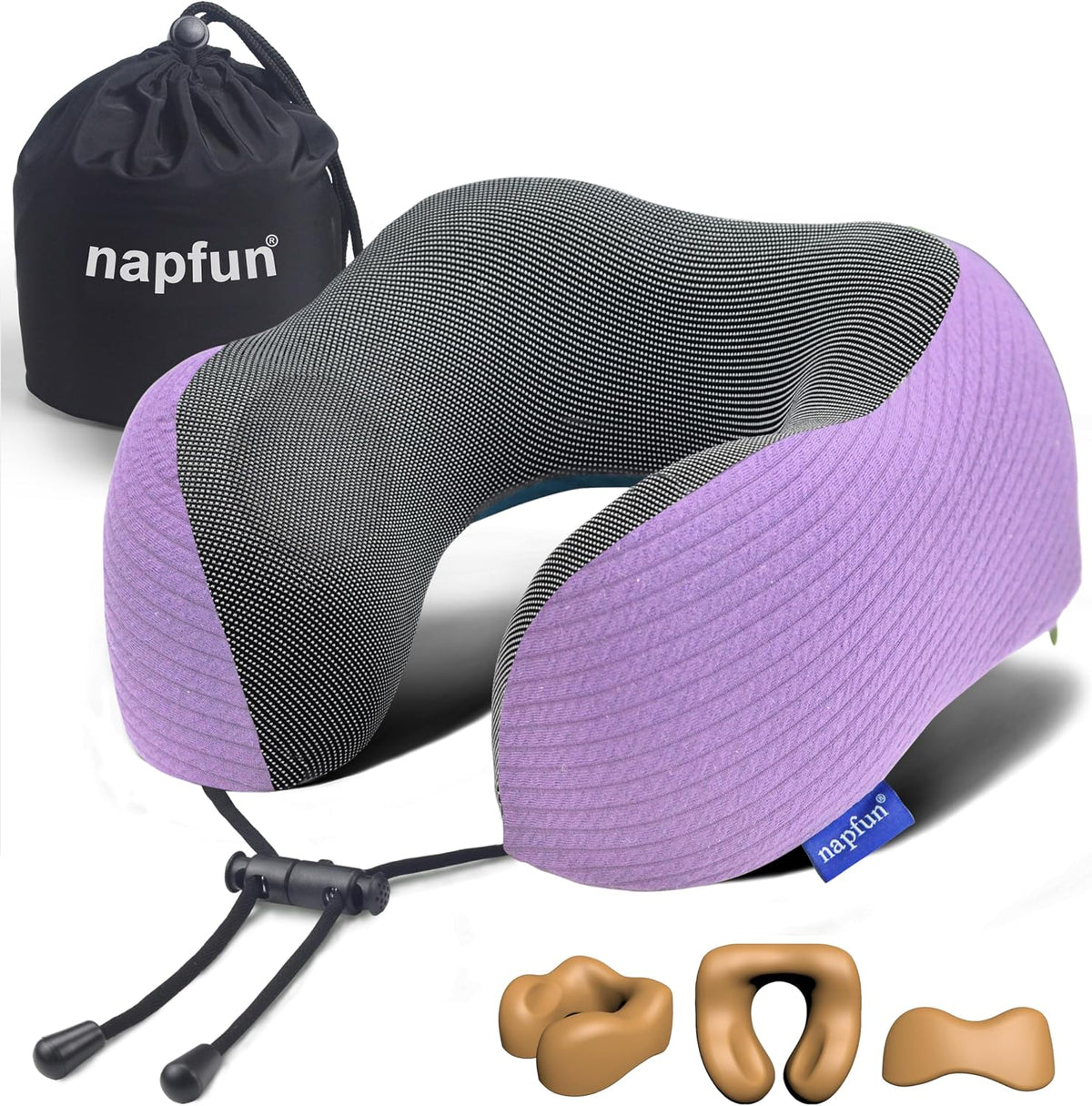 Neck Pillow for Traveling, Upgraded Travel Neck Pillow for Airplane 100% Pure Memory Foam Travel Pillow for Flight Headrest Sleep, Portable Plane Accessories, Light Grey