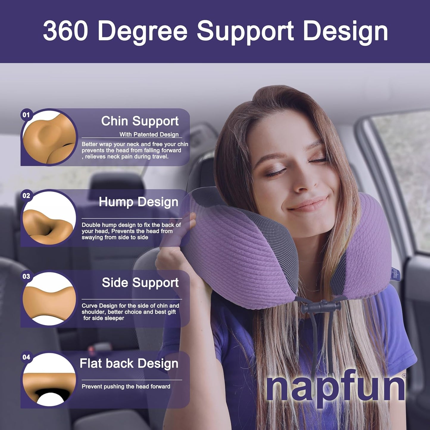 Neck Pillow for Traveling, Upgraded Travel Neck Pillow for Airplane 100% Pure Memory Foam Travel Pillow for Flight Headrest Sleep, Portable Plane Accessories, Light Grey