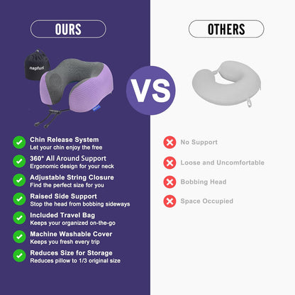 Neck Pillow for Traveling, Upgraded Travel Neck Pillow for Airplane 100% Pure Memory Foam Travel Pillow for Flight Headrest Sleep, Portable Plane Accessories, Light Grey