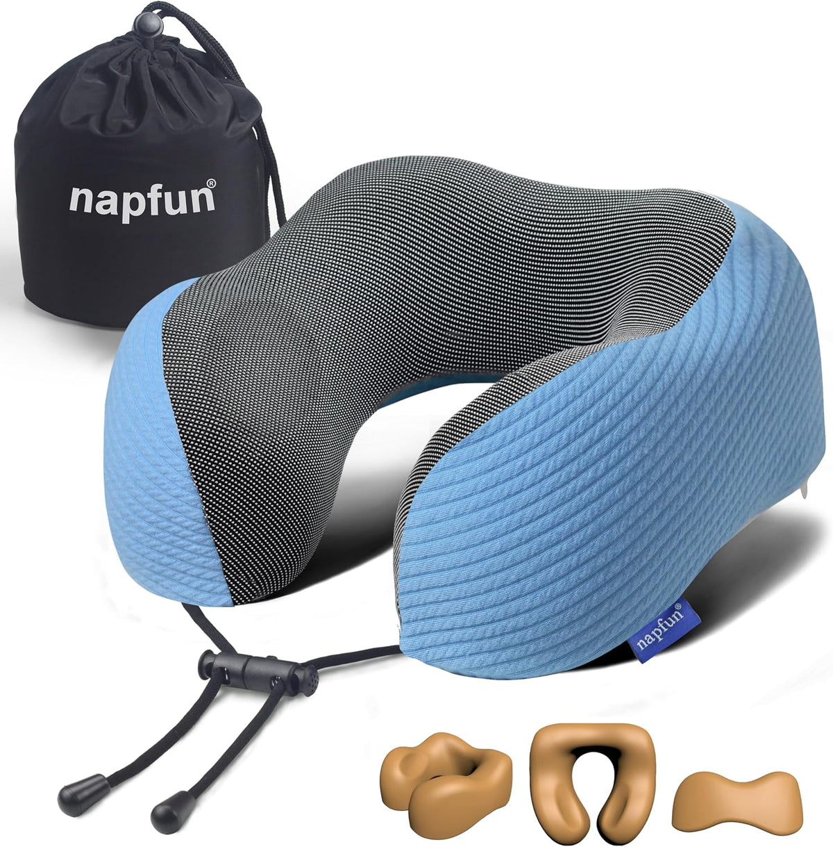 Neck Pillow for Traveling, Upgraded Travel Neck Pillow for Airplane 100% Pure Memory Foam Travel Pillow for Flight Headrest Sleep, Portable Plane Accessories, Light Grey