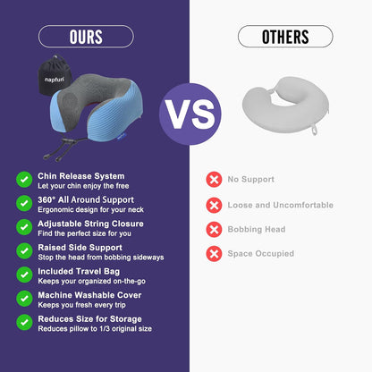 Neck Pillow for Traveling, Upgraded Travel Neck Pillow for Airplane 100% Pure Memory Foam Travel Pillow for Flight Headrest Sleep, Portable Plane Accessories, Light Grey