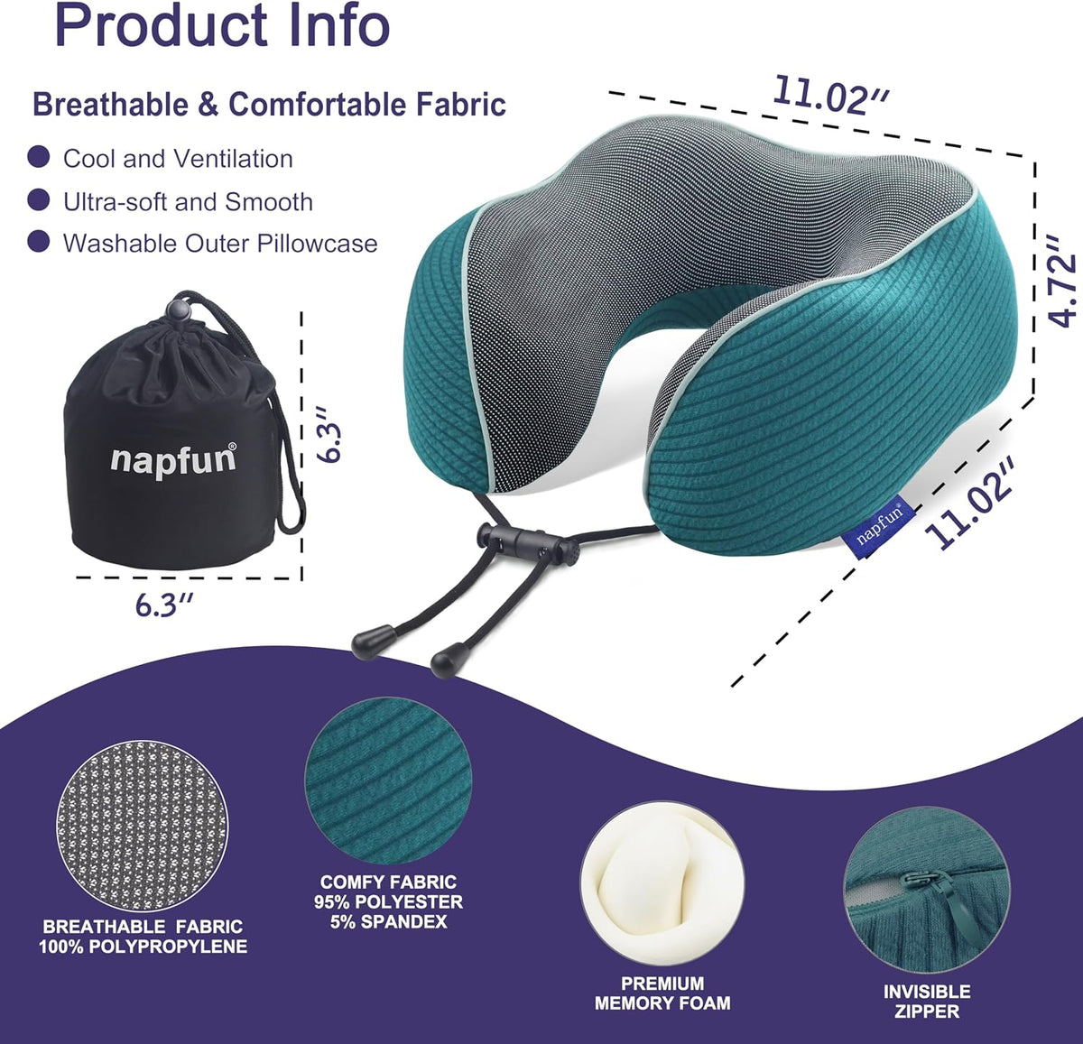 Neck Pillow for Traveling, Upgraded Travel Neck Pillow for Airplane 100% Pure Memory Foam Travel Pillow for Flight Headrest Sleep, Portable Plane Accessories, Light Grey