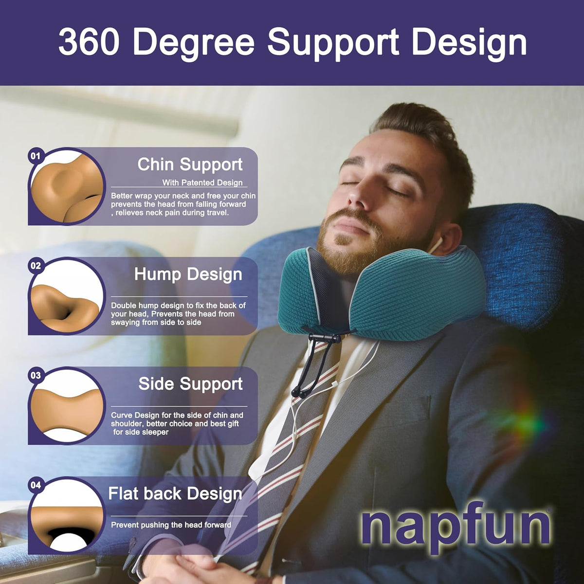 Neck Pillow for Traveling, Upgraded Travel Neck Pillow for Airplane 100% Pure Memory Foam Travel Pillow for Flight Headrest Sleep, Portable Plane Accessories, Light Grey